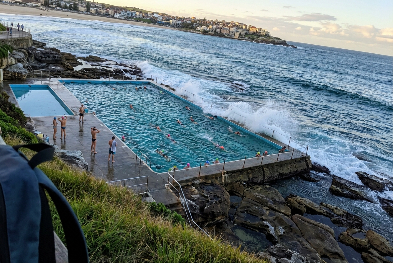 2-day Sydney itinerary: yellow sandstone sea cliffs along Bondi-to-Coogee coastal walk with Pacific waves
