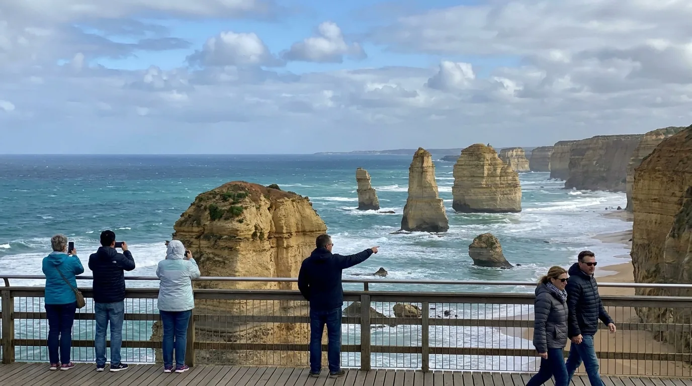 Twelve Apostles limestone sea stacks rising from the Southern Ocean along Victoria's coast